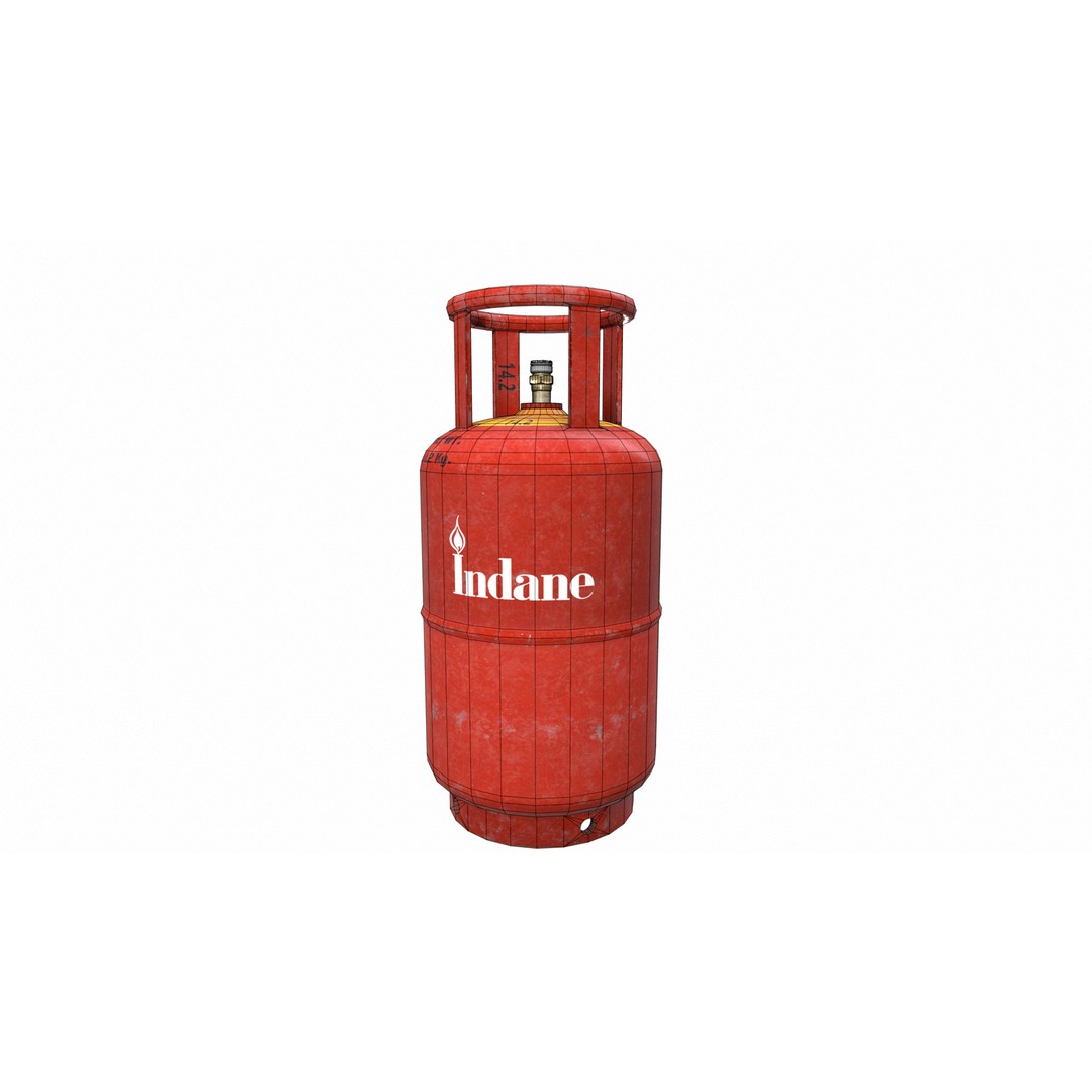 Indane Gas Cylinder 3D Model – Low Poly Game-Ready Asset, FBX - View 32
