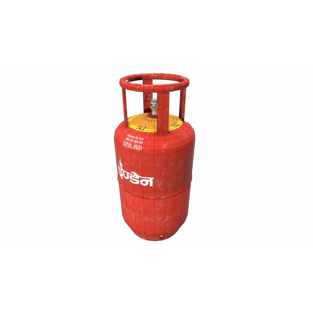Indane Gas Cylinder 3D Model – Low Poly Game-Ready Asset, FBX - View 33