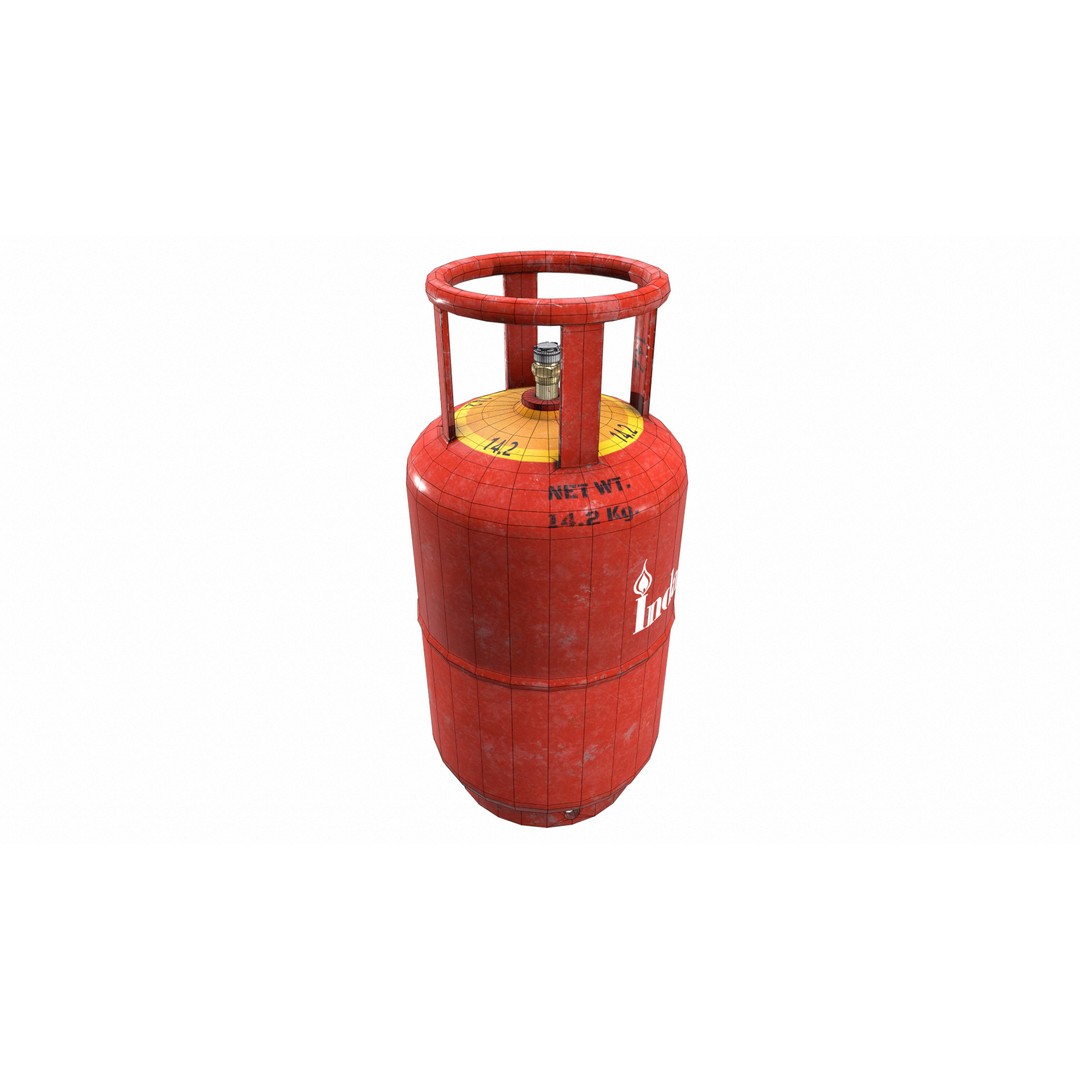 Indane Gas Cylinder 3D Model – Low Poly Game-Ready Asset, FBX - View 34