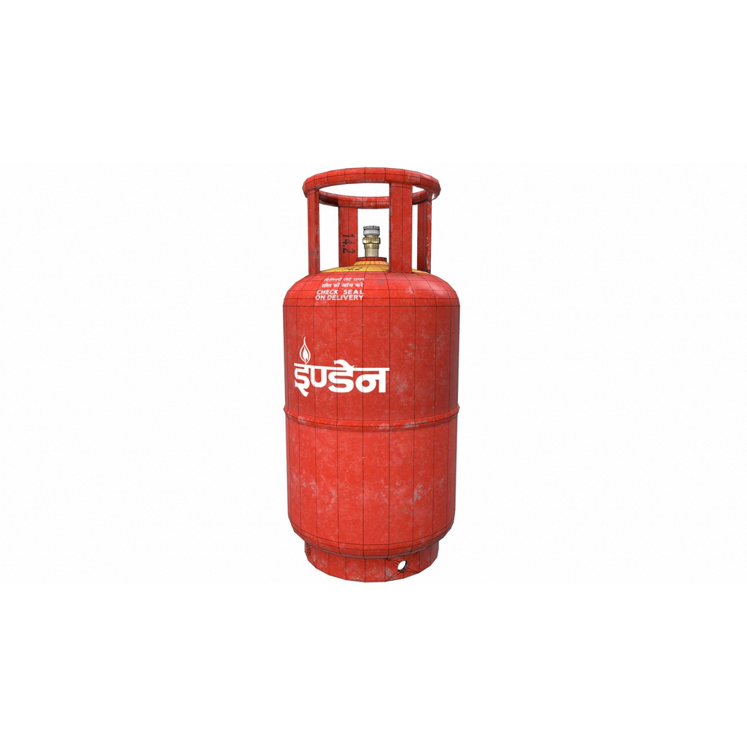 Indane Gas Cylinder 3D Model – Low Poly Game-Ready Asset, FBX - View 36