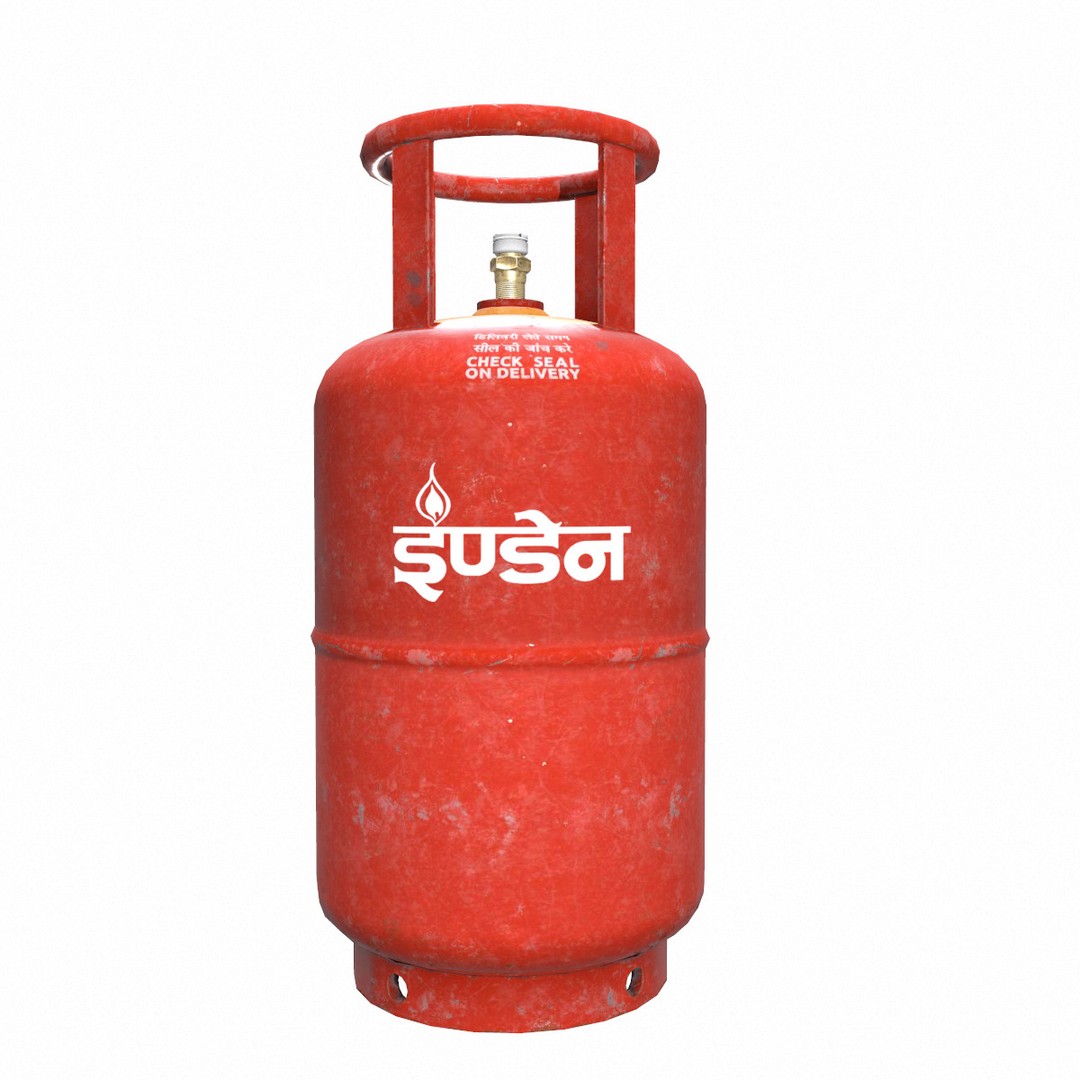 Indane Gas Cylinder 3D Model – Low Poly Game-Ready Asset, FBX - View 4