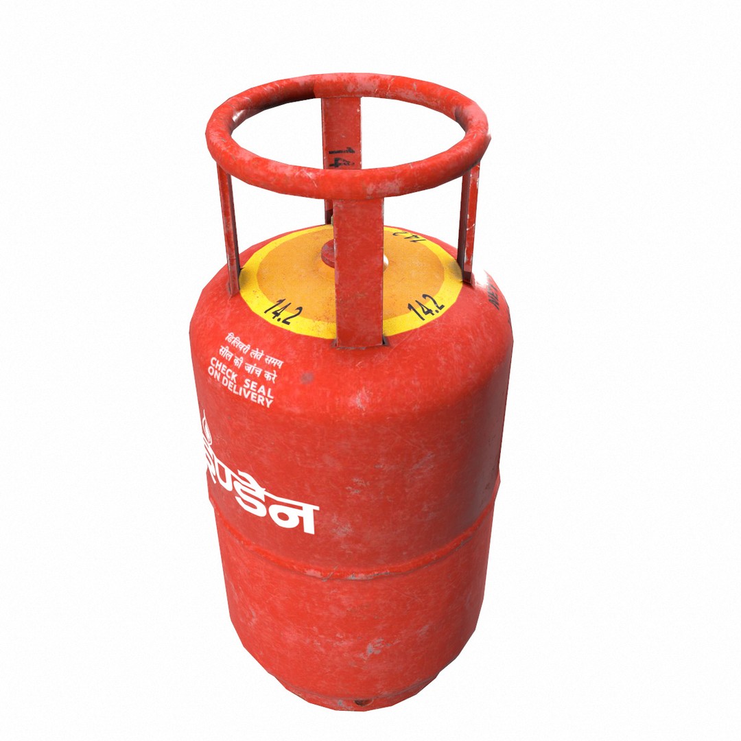 Indane Gas Cylinder 3D Model – Low Poly Game-Ready Asset, FBX - View 5
