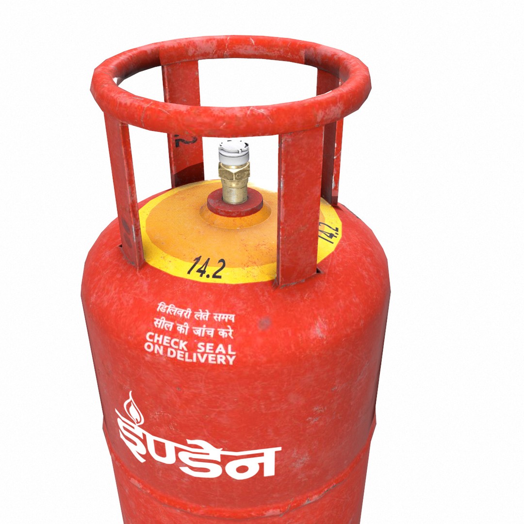 Indane Gas Cylinder 3D Model – Low Poly Game-Ready Asset, FBX - View 6
