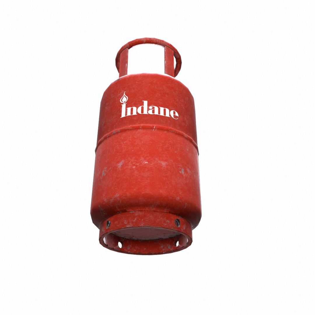 Indane Gas Cylinder 3D Model – Low Poly Game-Ready Asset, FBX - View 7