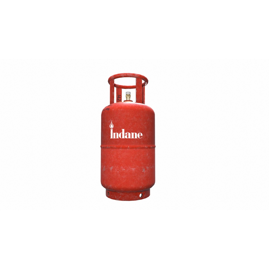 Indane Gas Cylinder 3D Model – Low Poly Game-Ready Asset, FBX - View 8