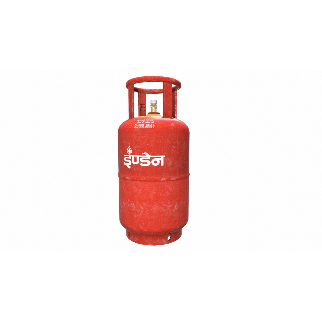 Indane Gas Cylinder 3D Model – Low Poly Game-Ready Asset, FBX - View 9