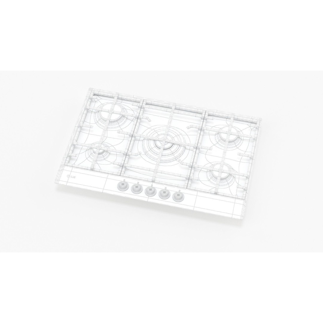 Flushline Natural Gas Cooktop 3D Model – Realistic PBR Asset, FBX, OBJ - View 10