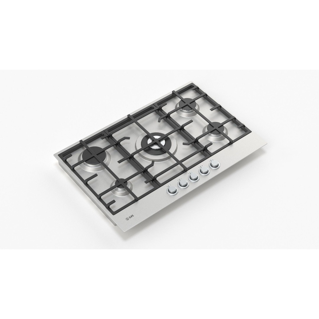 Flushline Natural Gas Cooktop 3D Model – Realistic PBR Asset, FBX, OBJ - View 19