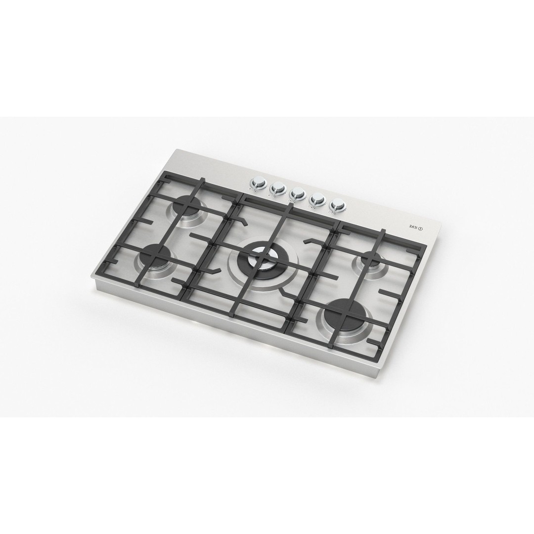 Flushline Natural Gas Cooktop 3D Model – Realistic PBR Asset, FBX, OBJ - View 25