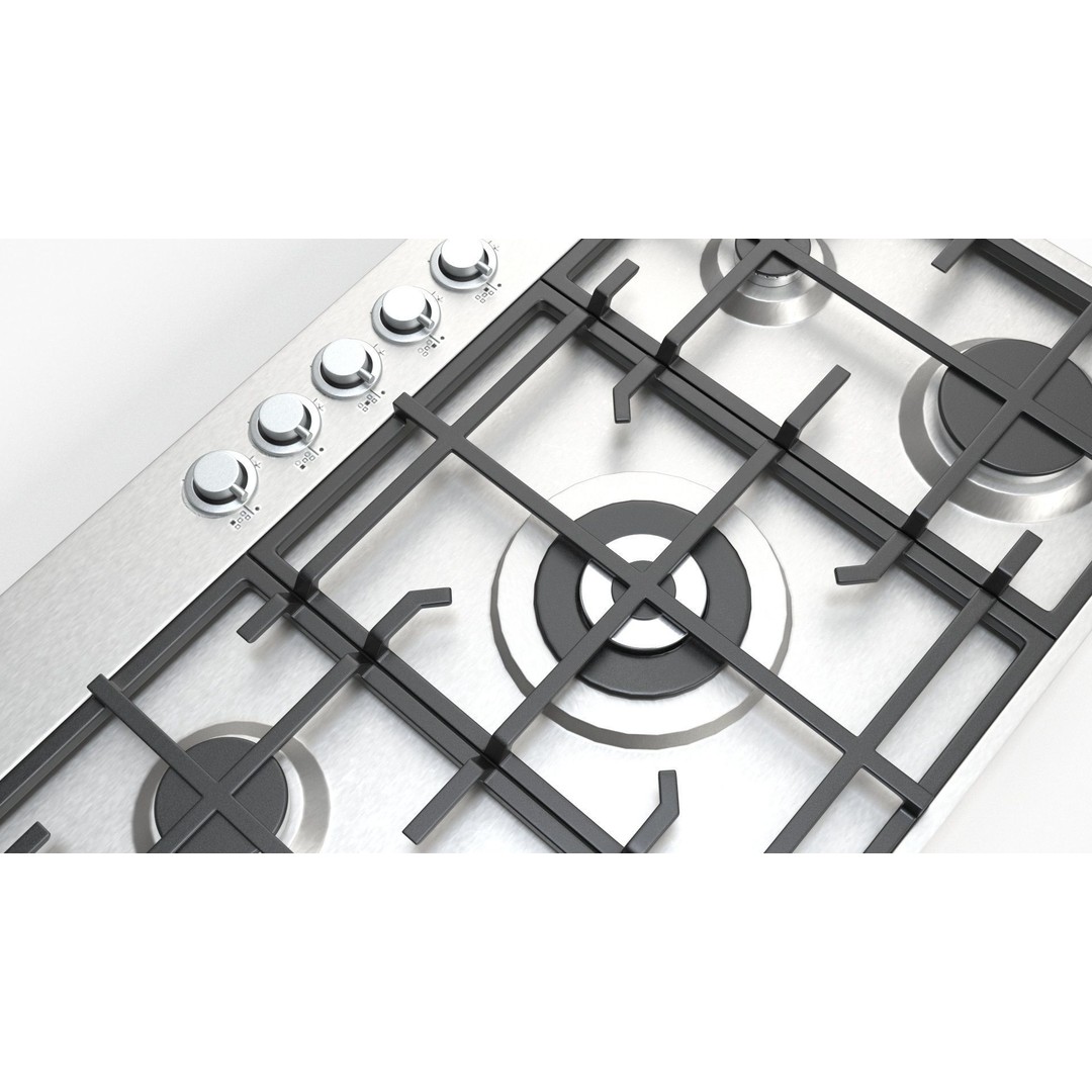Flushline Natural Gas Cooktop 3D Model – Realistic PBR Asset, FBX, OBJ - View 3