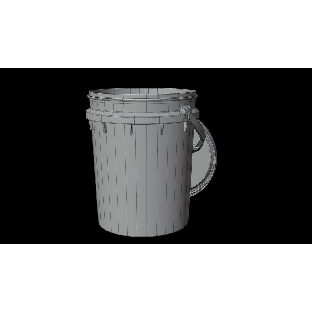 5L Food Grade Plastic Bucket 3D Model – Low Poly PBR Kitchenware, FBX