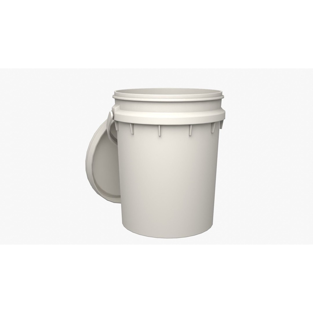 5L Food Grade Plastic Bucket 3D Model – Low Poly PBR Kitchenware, FBX - View 10