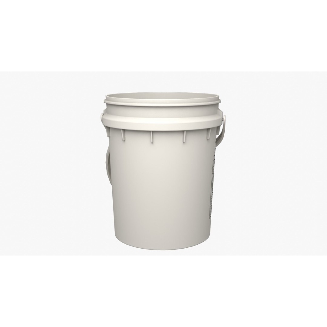 5L Food Grade Plastic Bucket 3D Model – Low Poly PBR Kitchenware, FBX - View 11