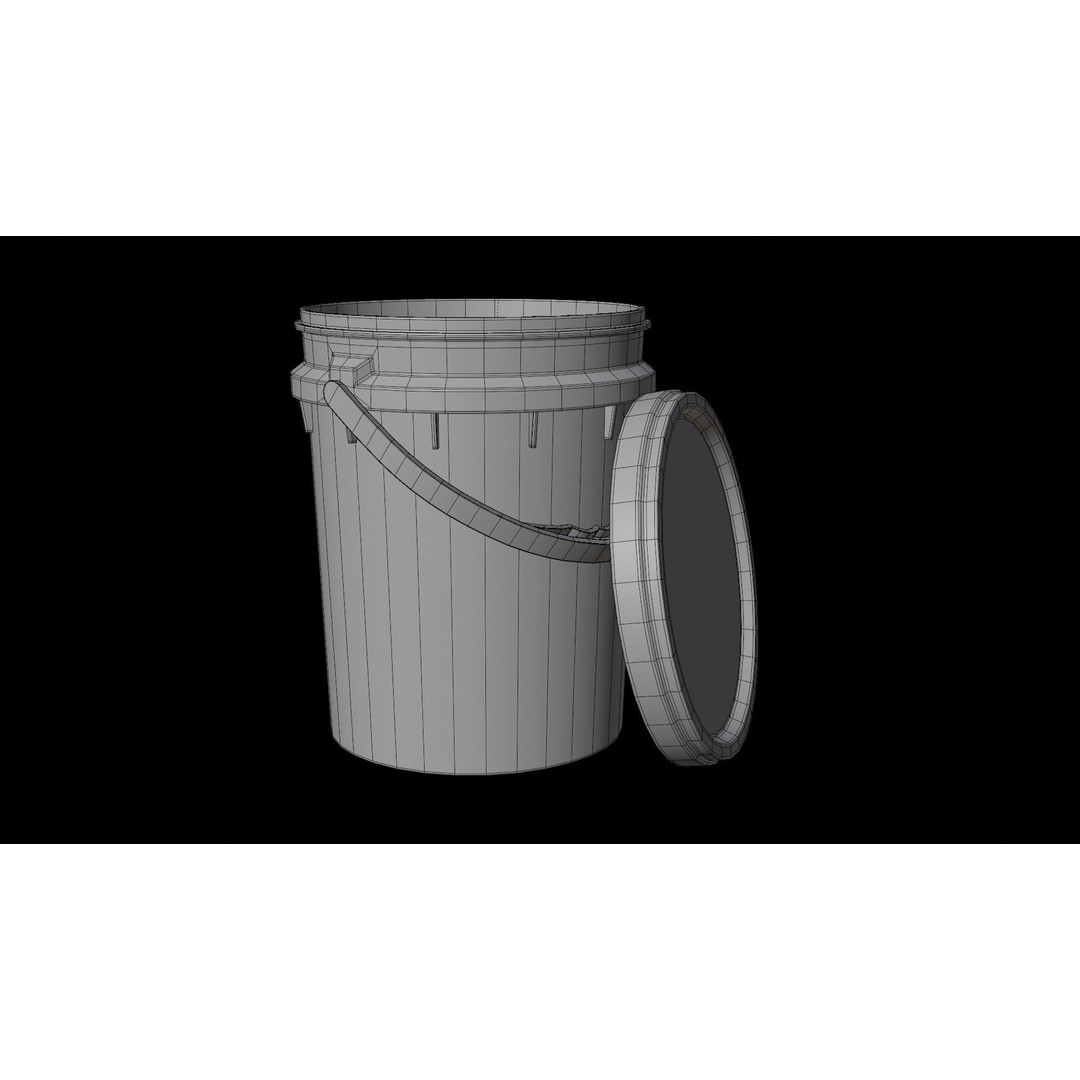 5L Food Grade Plastic Bucket 3D Model – Low Poly PBR Kitchenware, FBX - View 16