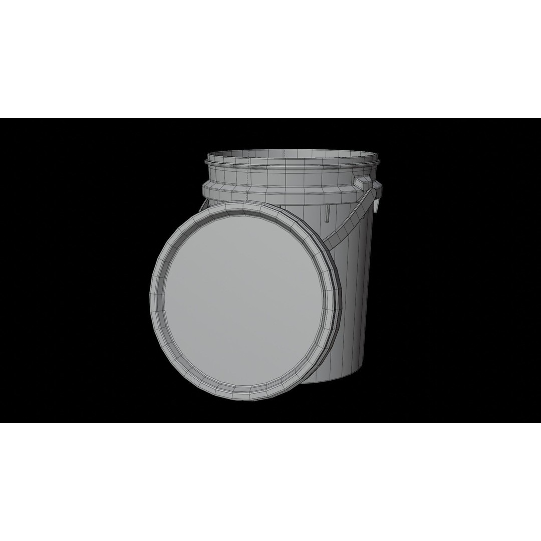 5L Food Grade Plastic Bucket 3D Model – Low Poly PBR Kitchenware, FBX - View 17