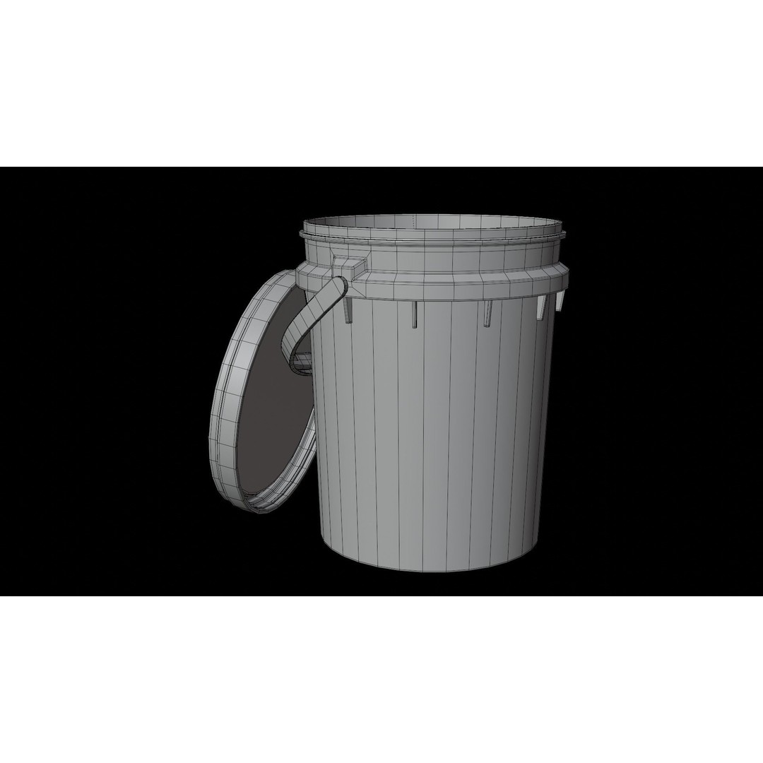 5L Food Grade Plastic Bucket 3D Model – Low Poly PBR Kitchenware, FBX - View 18