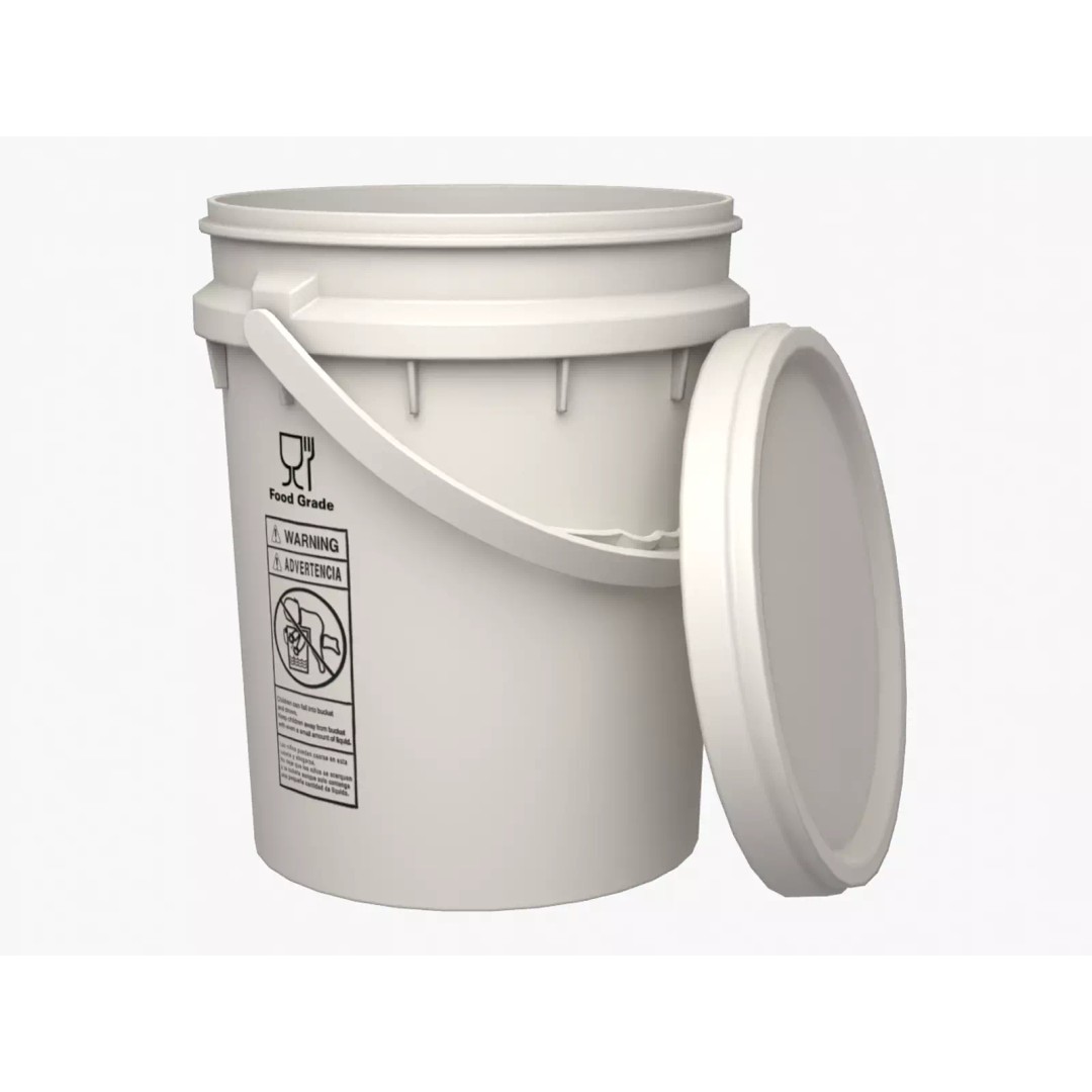 5L Food Grade Plastic Bucket 3D Model – Low Poly PBR Kitchenware, FBX - View 2