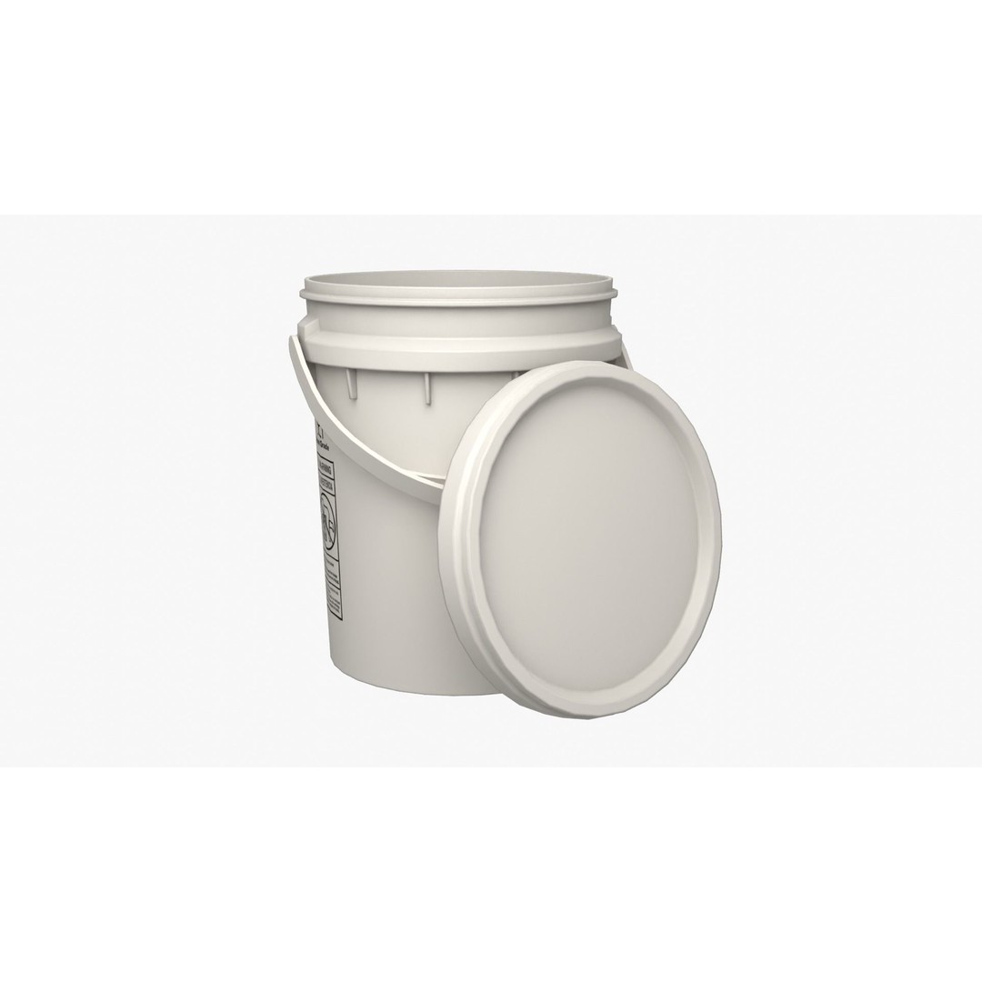 5L Food Grade Plastic Bucket 3D Model – Low Poly PBR Kitchenware, FBX - View 4