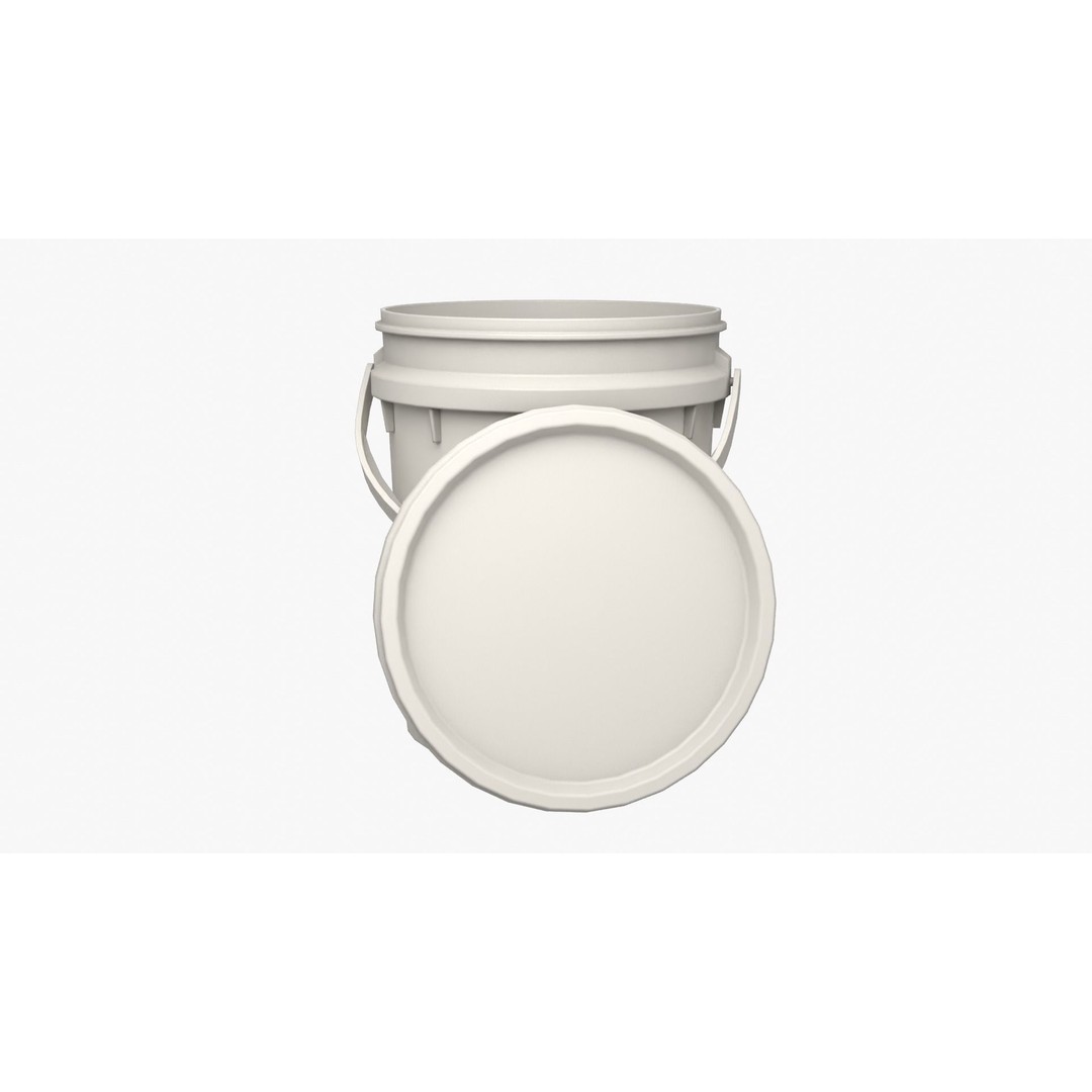 5L Food Grade Plastic Bucket 3D Model – Low Poly PBR Kitchenware, FBX - View 5