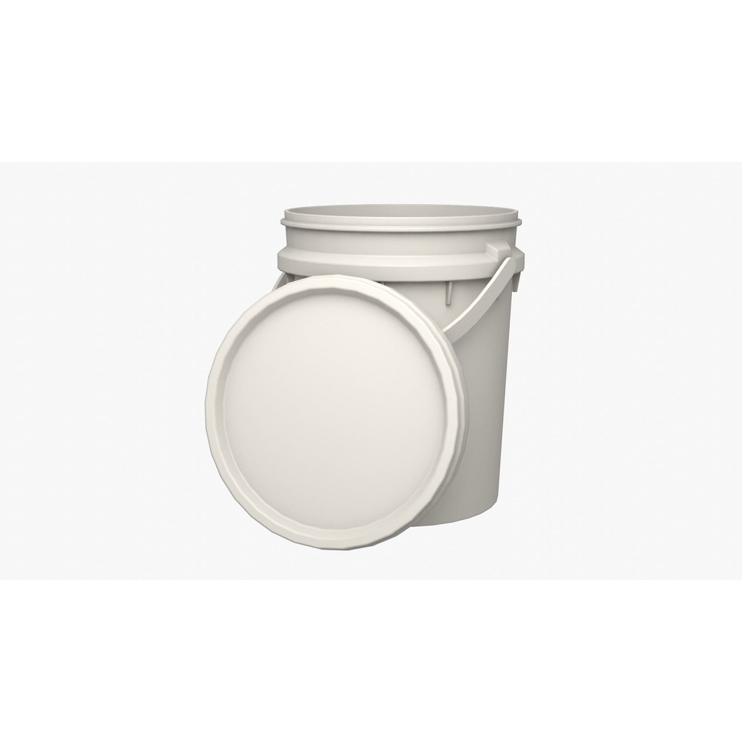 5L Food Grade Plastic Bucket 3D Model – Low Poly PBR Kitchenware, FBX - View 6