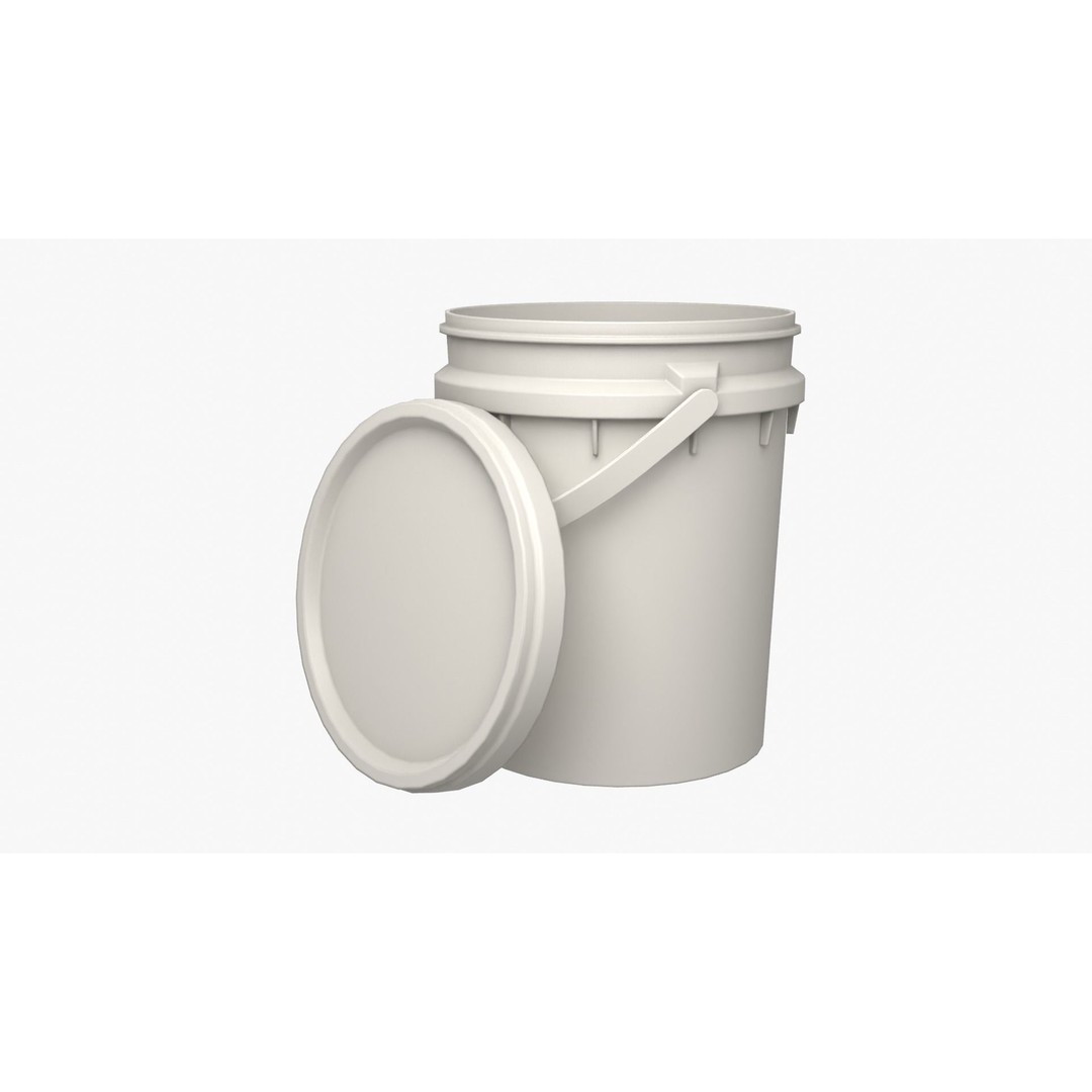 5L Food Grade Plastic Bucket 3D Model – Low Poly PBR Kitchenware, FBX - View 7