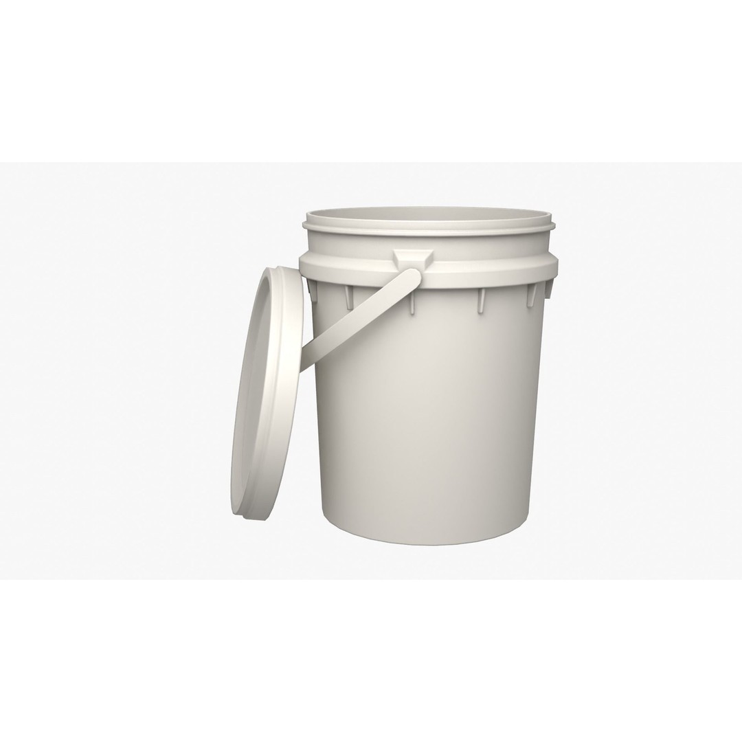 5L Food Grade Plastic Bucket 3D Model – Low Poly PBR Kitchenware, FBX - View 8