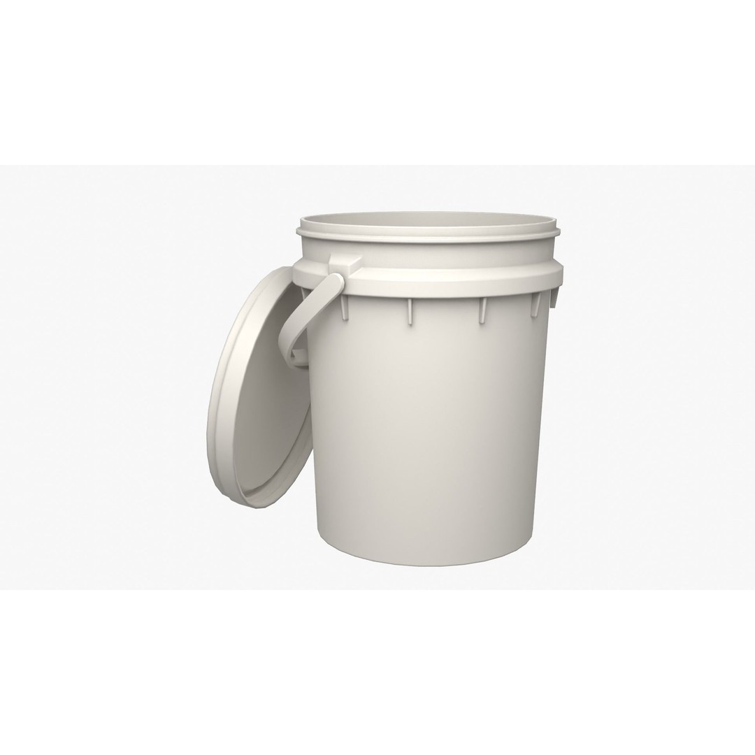 5L Food Grade Plastic Bucket 3D Model – Low Poly PBR Kitchenware, FBX - View 9