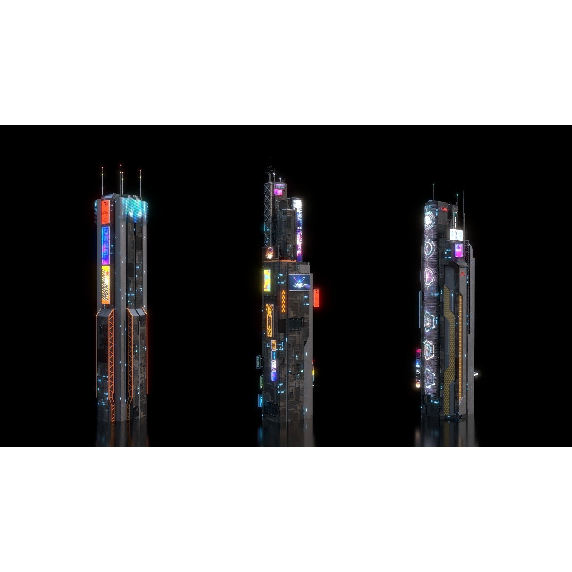 Cyberpunk Futuristic Building Kitbash Bundle - Game-Ready 3D Model - View 12