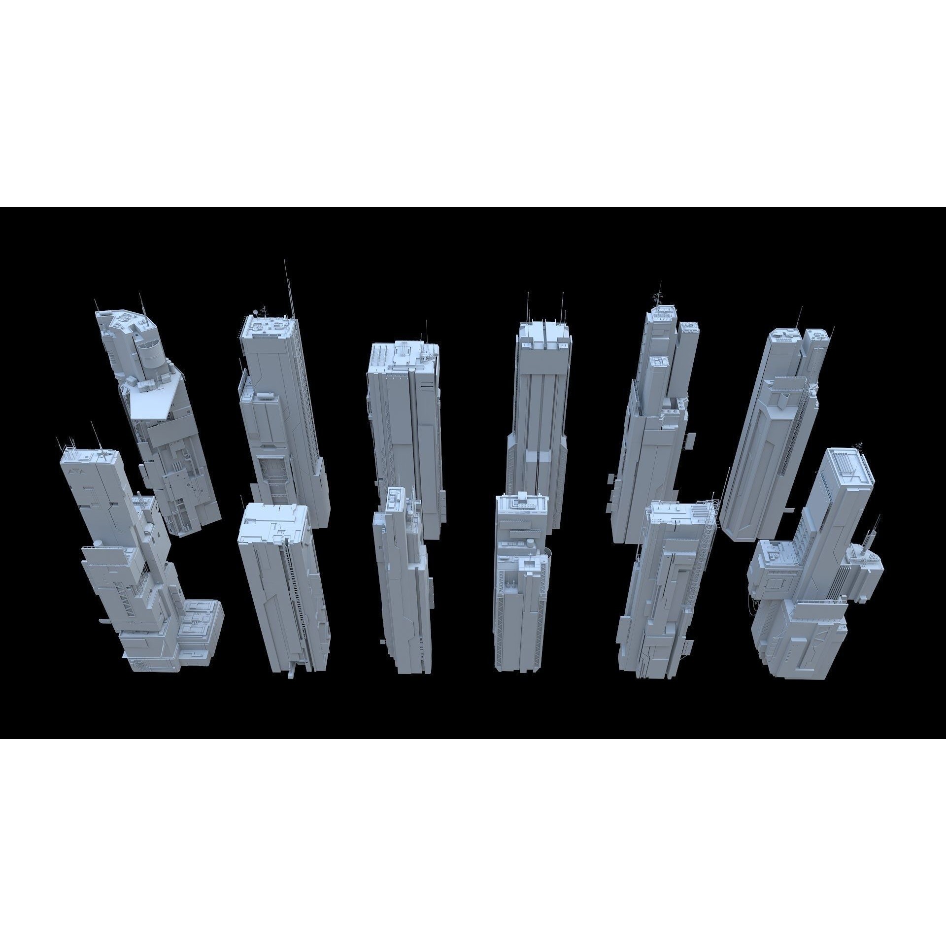 Cyberpunk Futuristic Building Kitbash Bundle - Game-Ready 3D Model - View 14