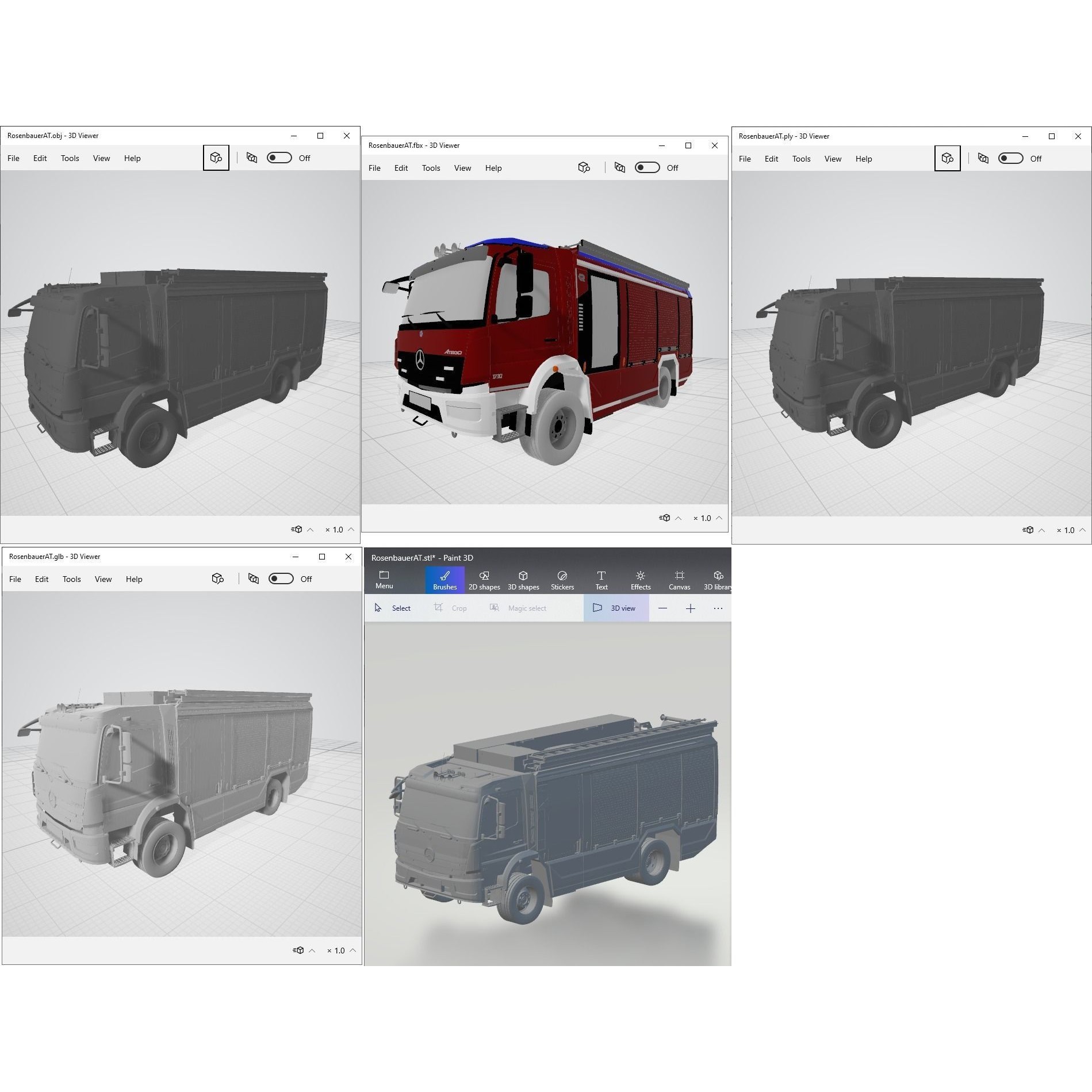 Rosenbauer AT Fire Truck - Rigged 3D Model