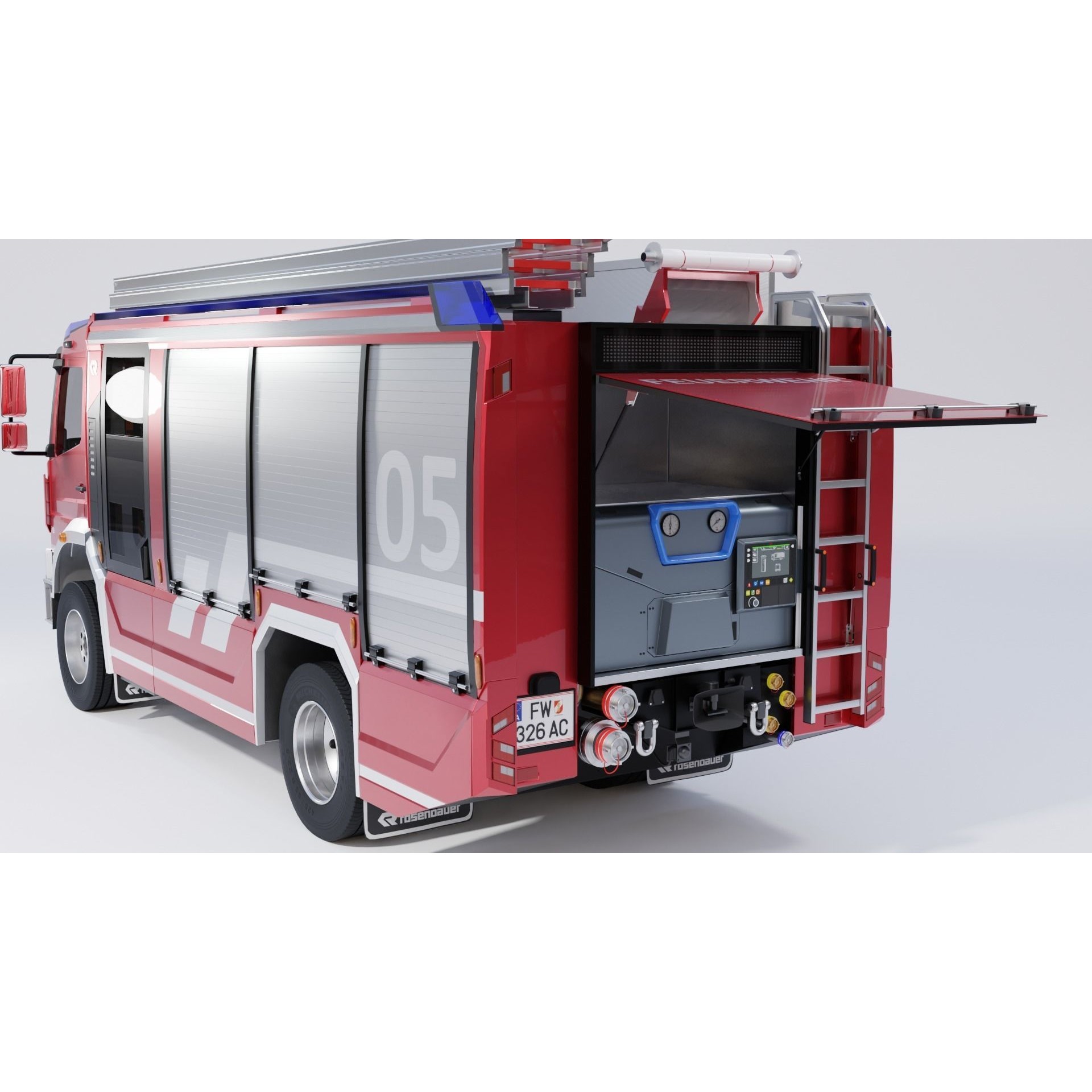 Rosenbauer AT Fire Truck - Rigged 3D Model - View 10