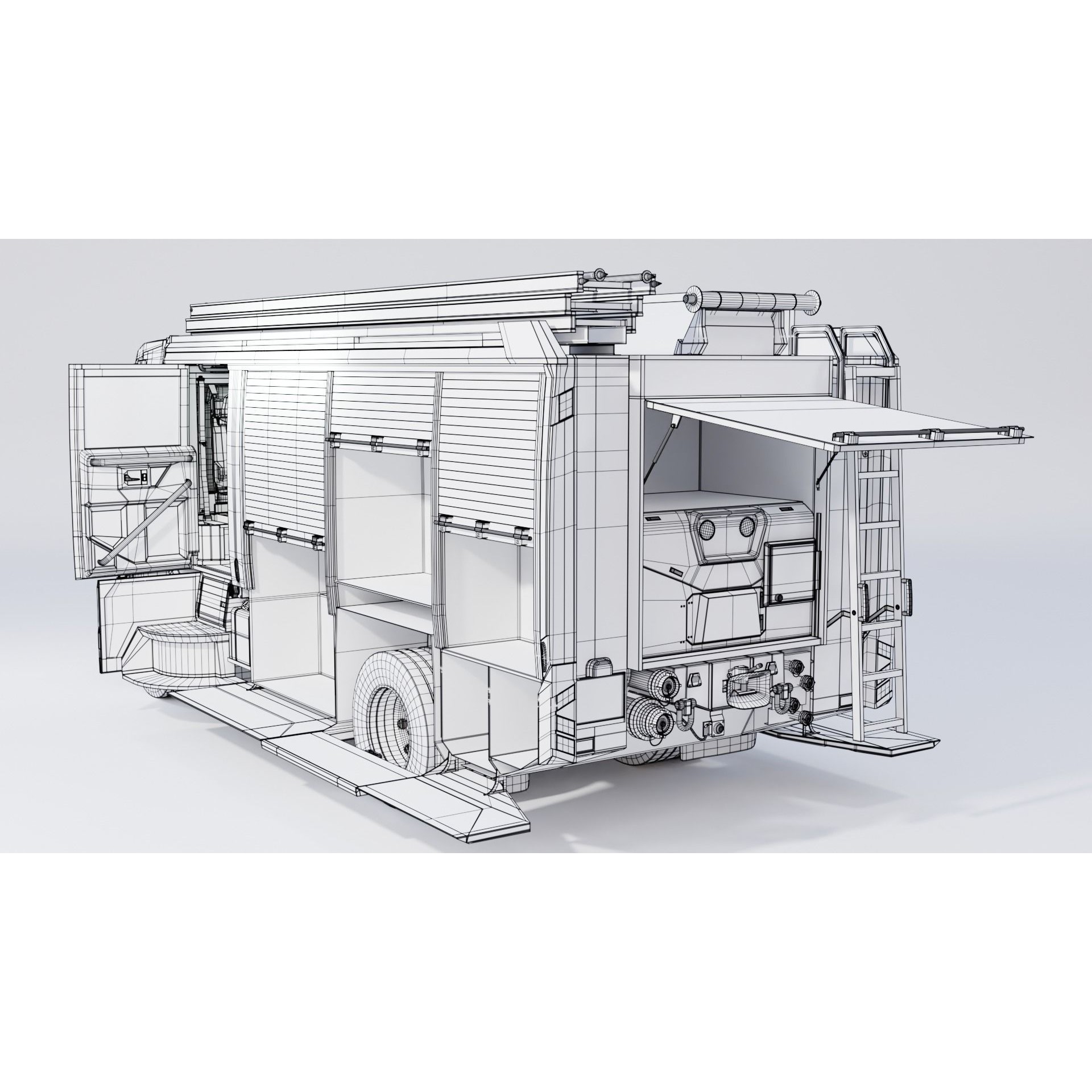 Rosenbauer AT Fire Truck - Rigged 3D Model - View 11