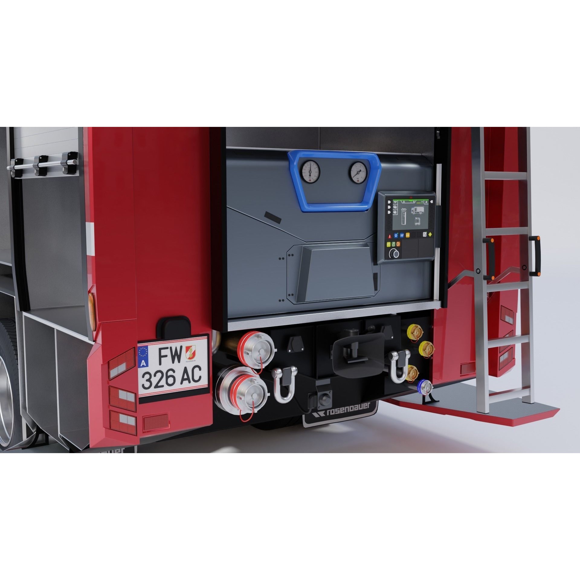 Rosenbauer AT Fire Truck - Rigged 3D Model - View 12