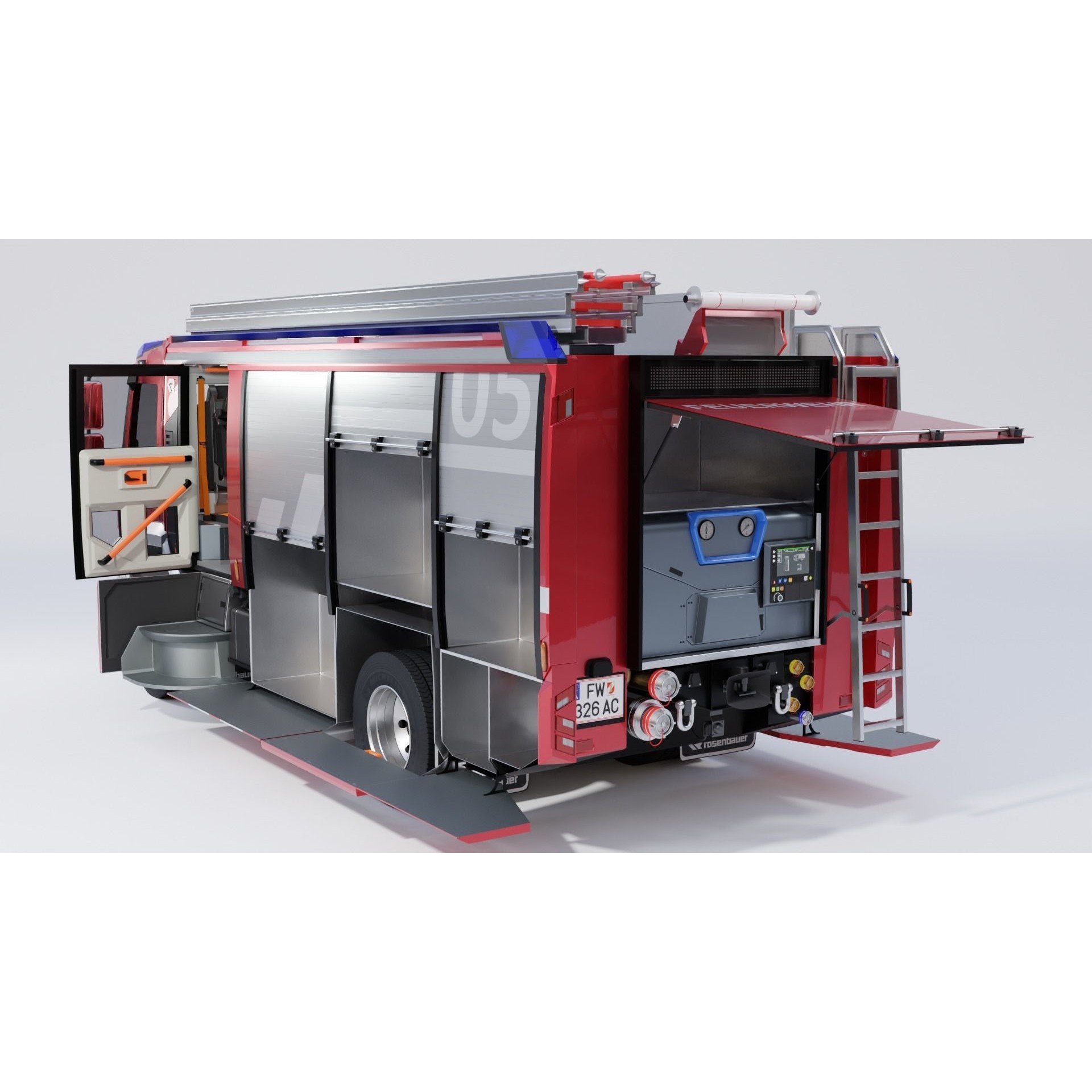 Rosenbauer AT Fire Truck - Rigged 3D Model - View 20