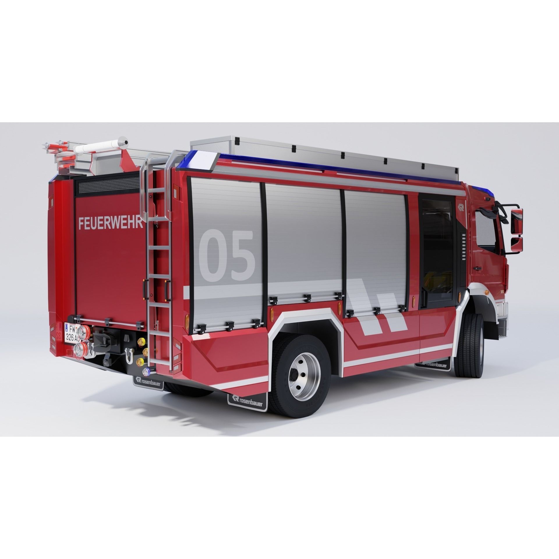 Rosenbauer AT Fire Truck - Rigged 3D Model - View 3