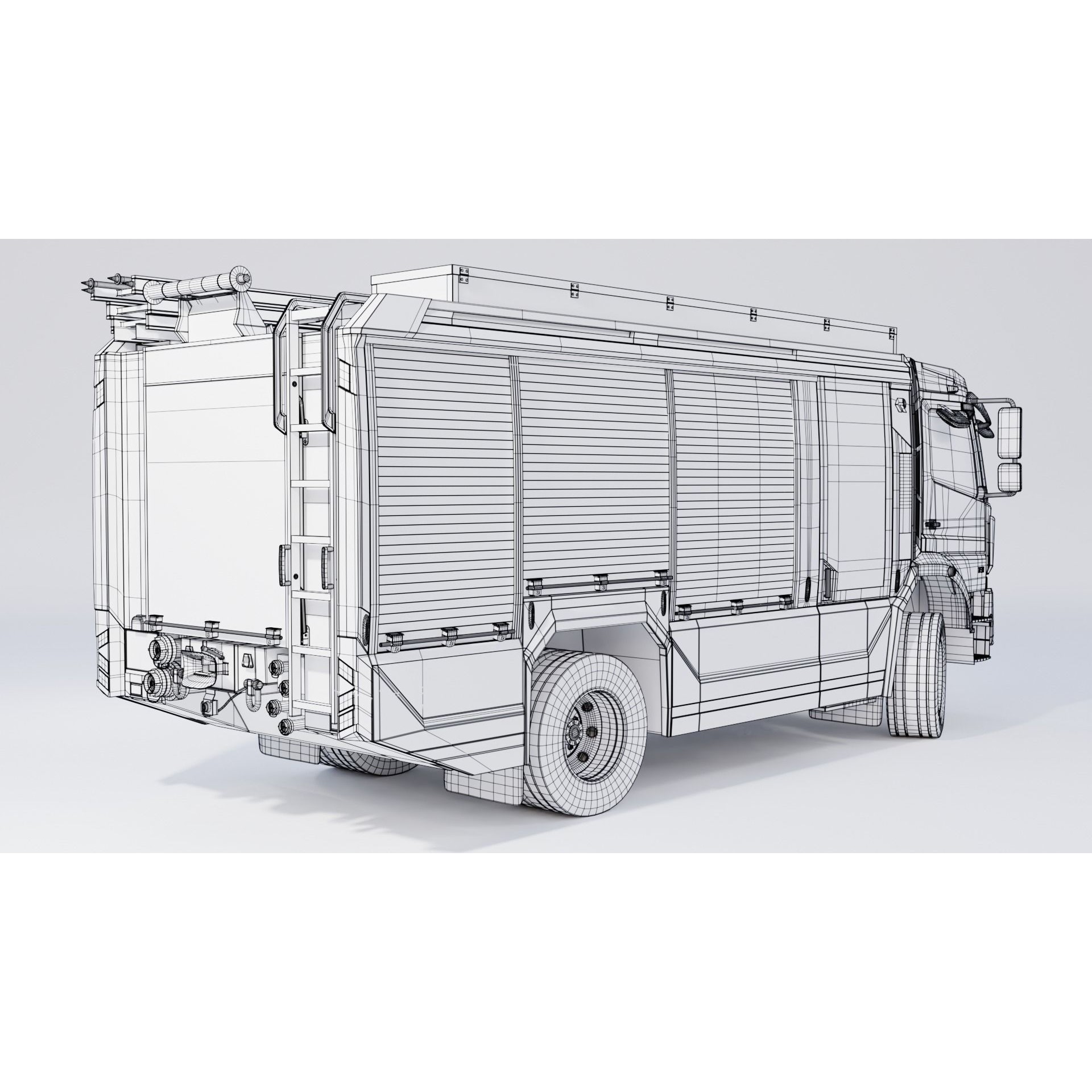 Rosenbauer AT Fire Truck - Rigged 3D Model - View 4