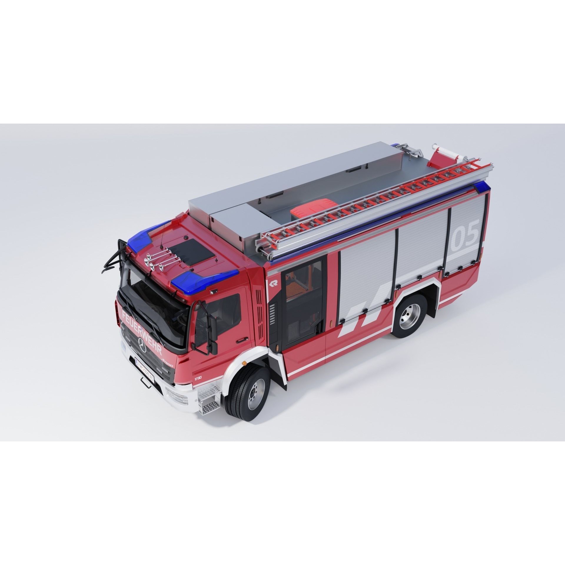 Rosenbauer AT Fire Truck - Rigged 3D Model - View 5
