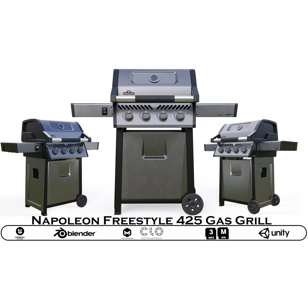 Napoleon Freestyle 425 Gas Grill 3D Model – Low Poly PBR Asset, FBX - View 2