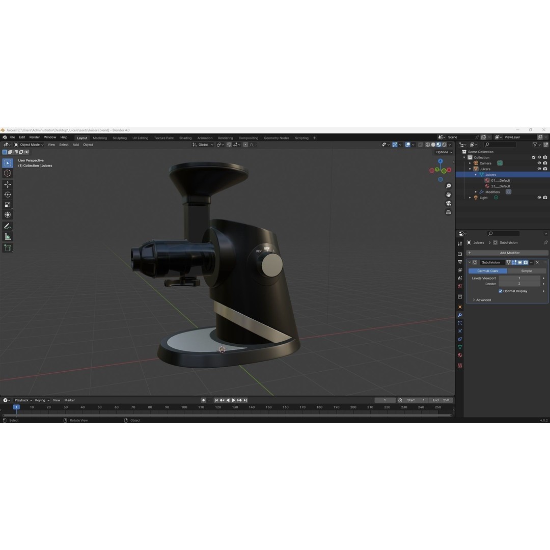 Juicer 3D Model – Low Poly Kitchenware with PBR Textures, FBX - View 16