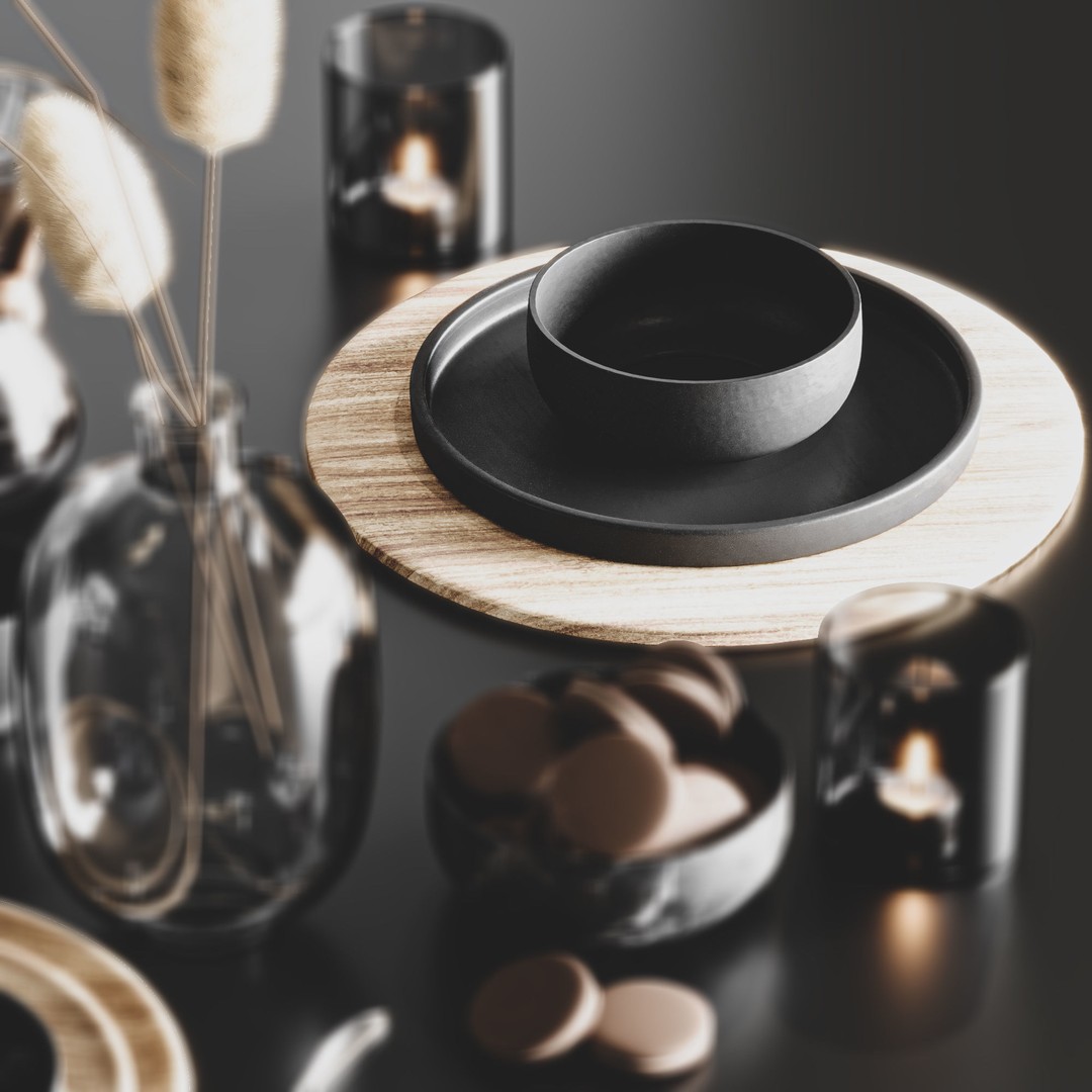 Kitchen Accessories 3D Model – High Poly Tableware Set, FBX, OBJ - View 5