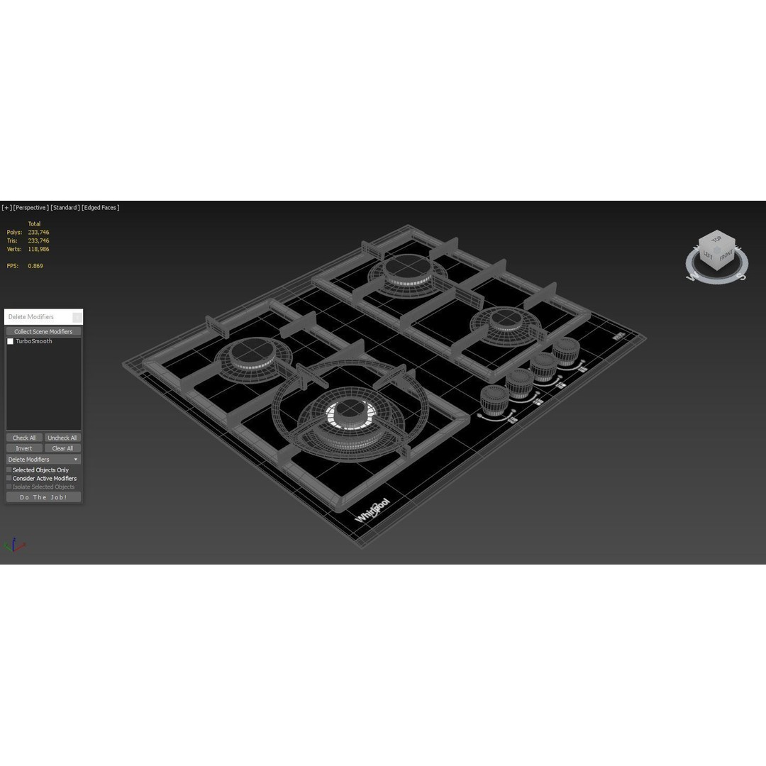 Whirlpool GGW610NBAUS 3D Model – High Poly Gas Cooktop, PBR Textures - View 16