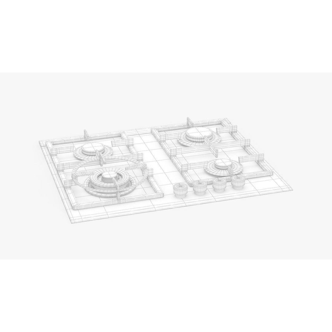 Whirlpool GGW610NBAUS 3D Model – High Poly Gas Cooktop, PBR Textures - View 4