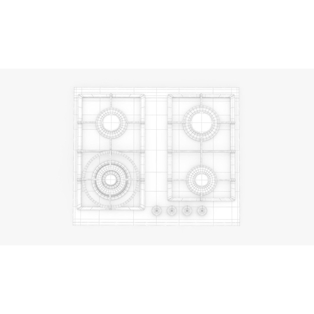 Whirlpool GGW610NBAUS 3D Model – High Poly Gas Cooktop, PBR Textures - View 6