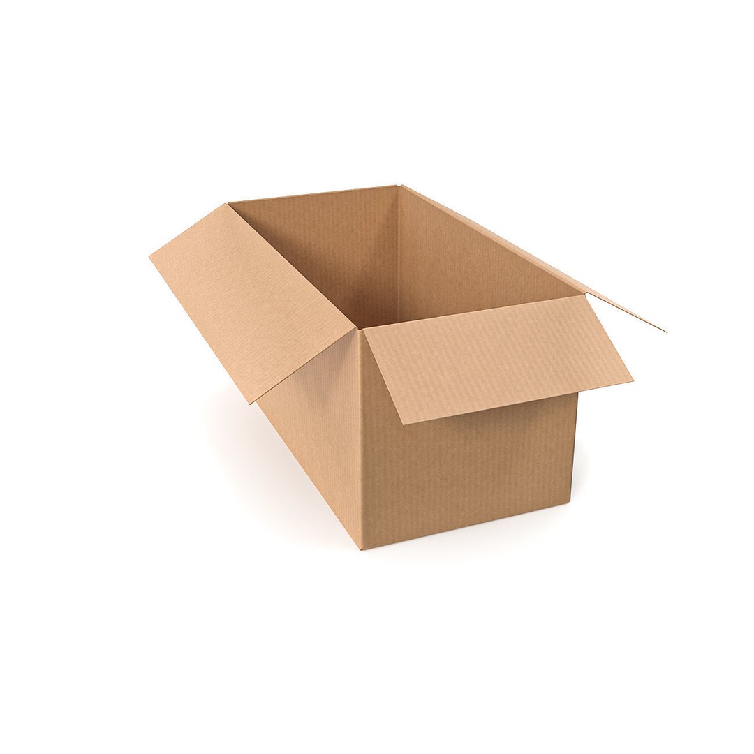 Cardboard Box 3D Model – Low Poly PBR Game Asset, FBX, OBJ - View 3