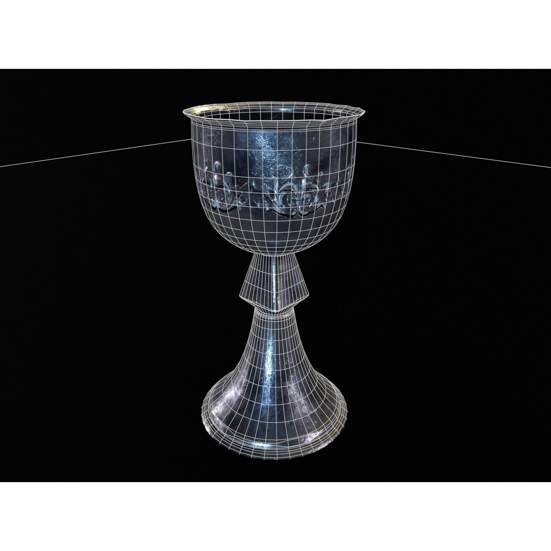 Royal Elegant Noble Chalice 3D Model – Low Poly Kitchenware, FBX, OBJ - View 10
