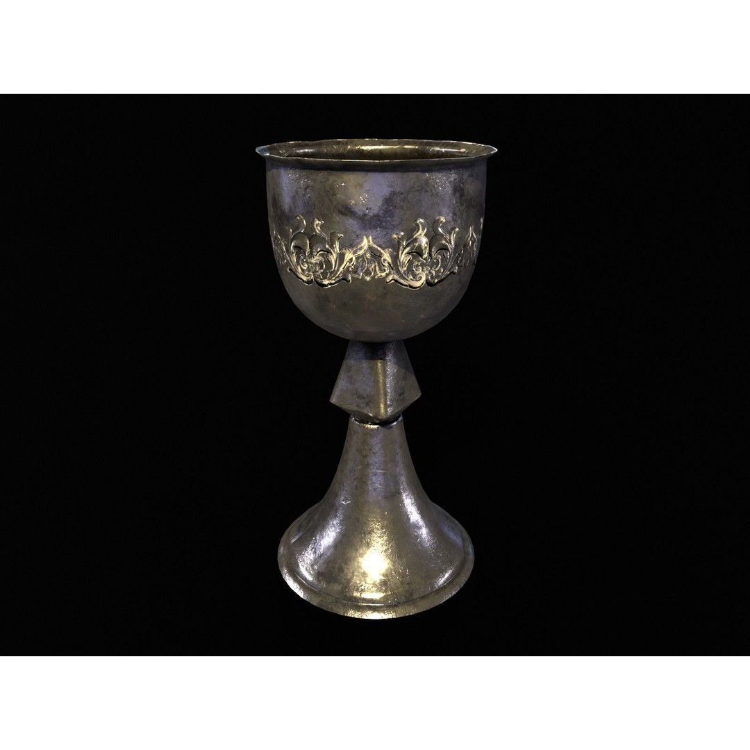 Royal Elegant Noble Chalice 3D Model – Low Poly Kitchenware, FBX, OBJ - View 13