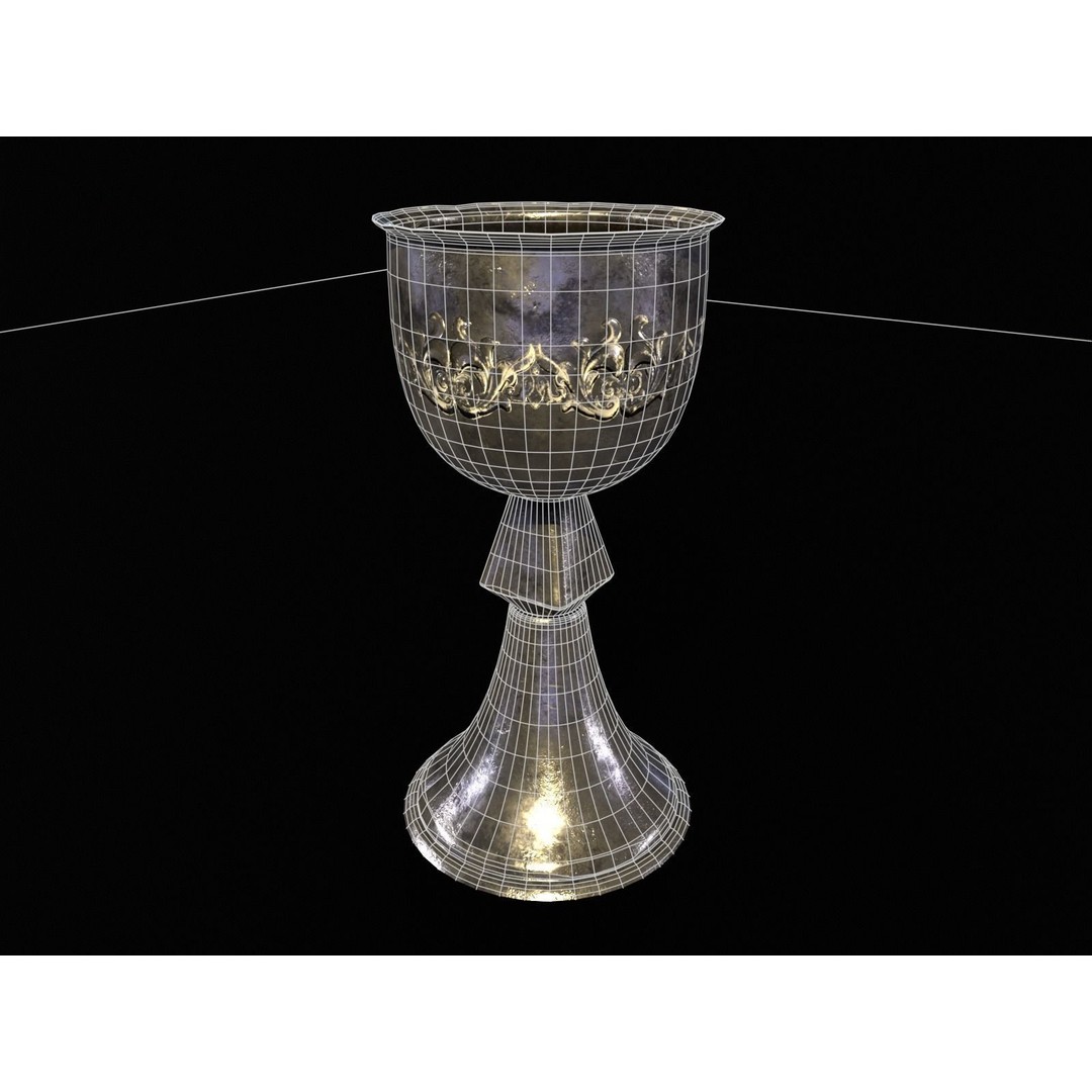 Royal Elegant Noble Chalice 3D Model – Low Poly Kitchenware, FBX, OBJ - View 14