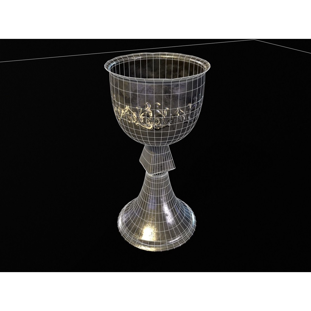 Royal Elegant Noble Chalice 3D Model – Low Poly Kitchenware, FBX, OBJ - View 16