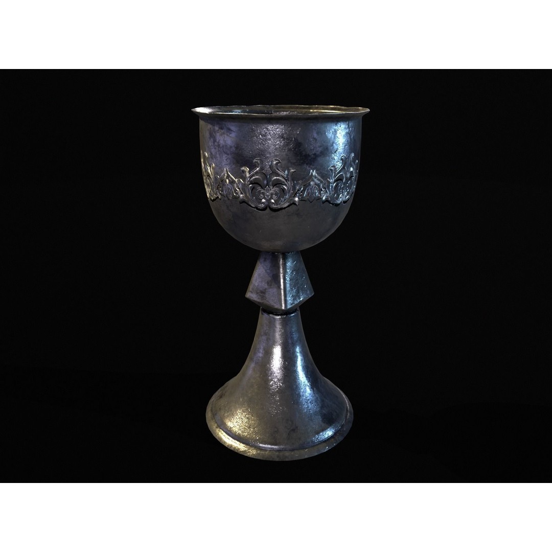 Royal Elegant Noble Chalice 3D Model – Low Poly Kitchenware, FBX, OBJ - View 3