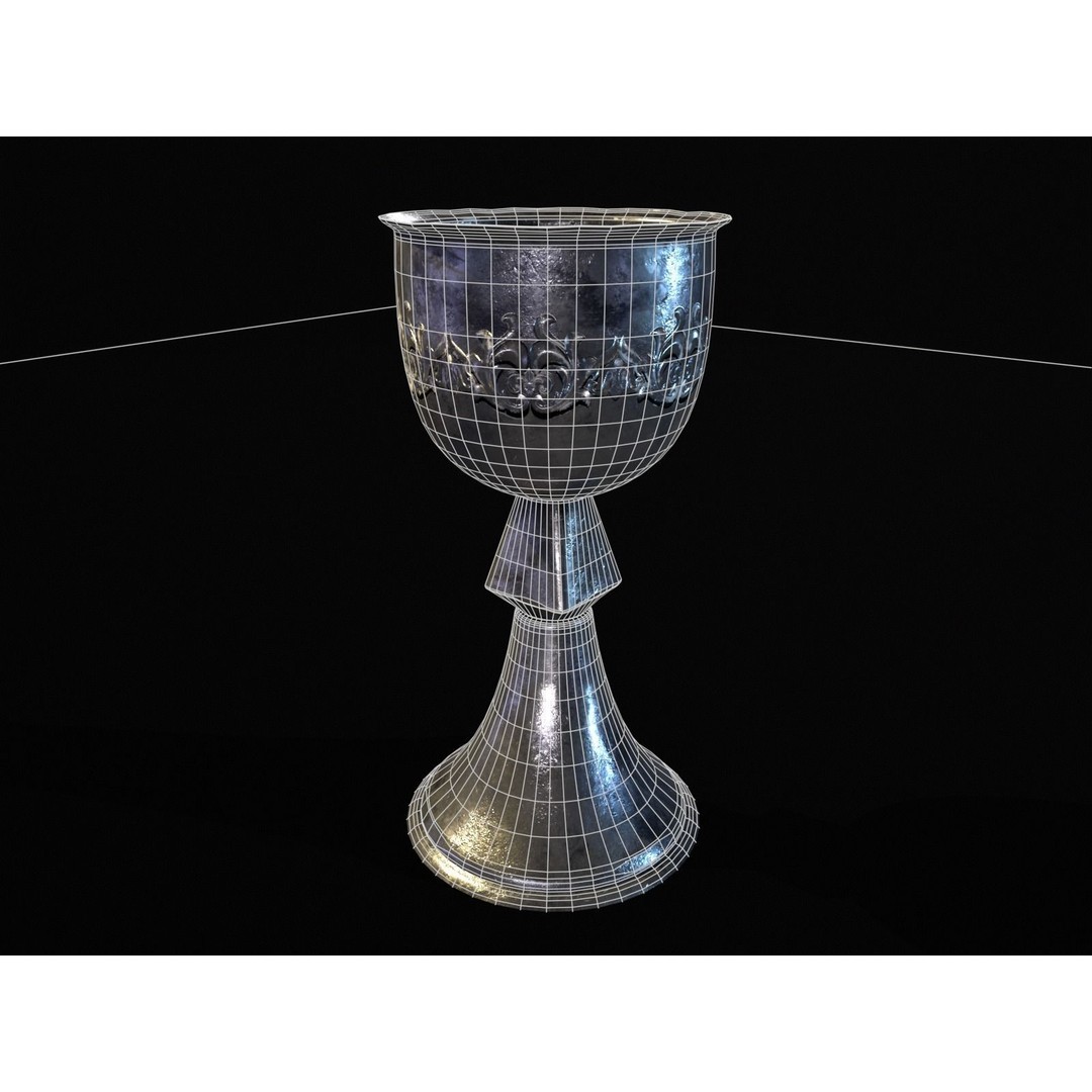 Royal Elegant Noble Chalice 3D Model – Low Poly Kitchenware, FBX, OBJ - View 4